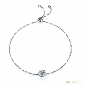 【A&R】 莫桑鑽陽光手鍊永生花設計款禮盒 S925純銀鍍18K金