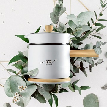 【台灣現貨】【魔力家直營】M17多功能美食料理不沾快煮電火電子鍋-木紋款(煮飯/電鍋/蒸煮鍋)BY011017