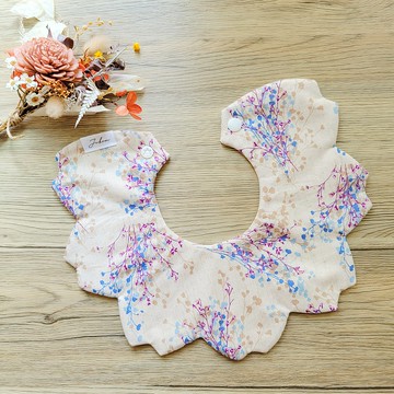 手工現貨 日本抗菌棉布 米白 花辮圓兜 圍兜口水巾 彌月禮