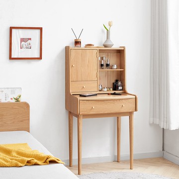 hoi!源氏木語布拉格橡木儲物0.85M實木化妝桌 Y84D02