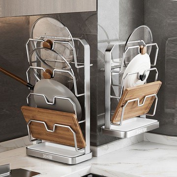 【拼全蝦皮最低價】免打孔 304 不鏽鋼 鍋蓋架 壁掛式 廚房 置物架 多層案板 砧板 菜板 放置架