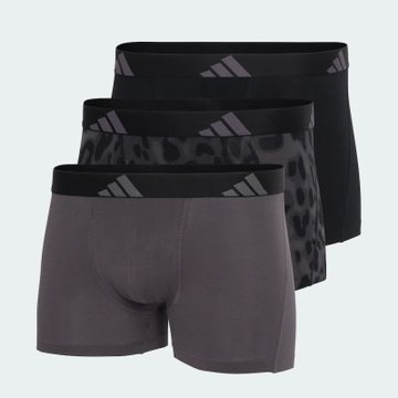 adidas M ACTIVE FLEX COTTON TRUNK 3 PAIRS男士 高彈柔棉舒適平口內褲三件組-黑／未來風圖騰灰／灰