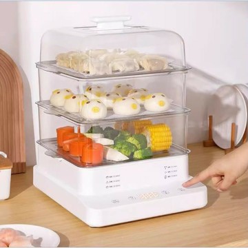 限時爆款！110V電蒸鍋家用三層大容量電蒸箱全自動蒸汽鍋早餐機早餐神器