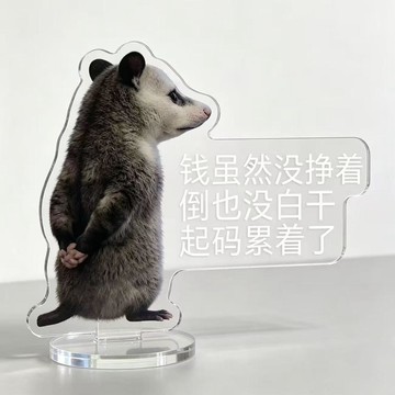 🔥臺灣出貨🔥可爱爆款负鼠表情包亚克力立牌治愈办公卧室装饰桌面摆件饰品礼物