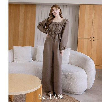 【買三送1】BeLLA 韓系綁帶舒適套裝 咖啡