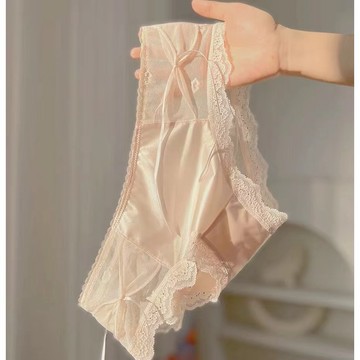 【🎀DAISO】法式緞面内褲 蕾絲内褲 柔軟舒適 少女内褲 純欲蝴蝶結 網紗中低腰 純棉襠三角內褲女 性感内褲