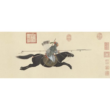 【 中式海報・Chinese Poster 】郎世寧・阿玉錫持矛盪寇圖