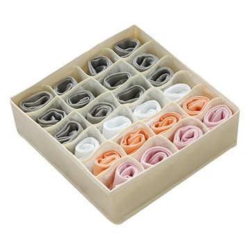E.dot 加厚抽屜貼身衣物分格收納盒 不織布  米白色  1個  32.5 x 32.5 x 10cm