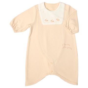 akachan honpo - 長袖舒適連身衣-橘色 (50~60cm)