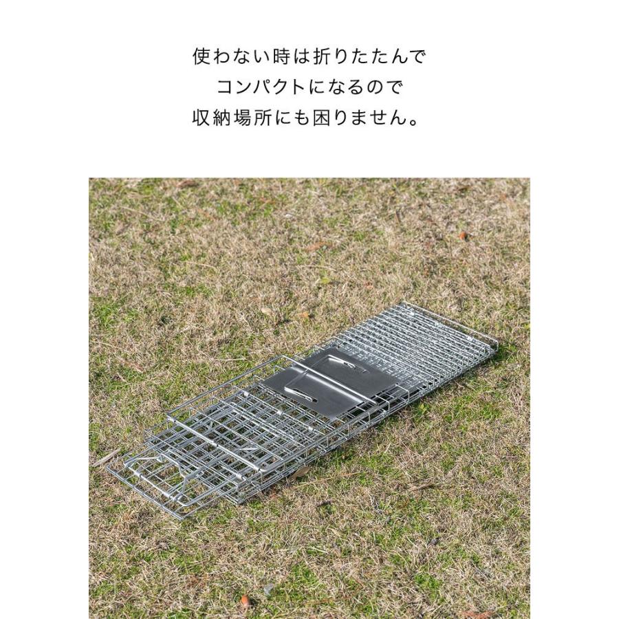 動物捕獲器 アニマルトラップ Mサイズ 25x66x26cm 小動物 猫用 踏板式 バネ式 迷子猫 野良猫 犬 イタチ ねずみ 害獣 保護 簡単設置