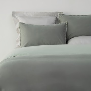 HOLA 和樂家居 艾禮思山形繡200織水洗棉被套  240 x 210cm  綠色