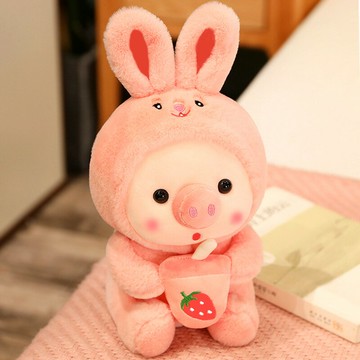 粉色可愛小號豬公仔布偶娃娃機毛絨玩具車載迷你玩偶兒童布娃娃萌