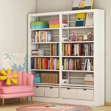 免運 家用貨架 倉儲貨架 【全板加厚】圖書館鋼制書架家用落地置物架兒童書柜簡約鐵藝儲架 可開發票 全館八折 工廠現貨直銷 新品特價 h9027