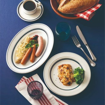 日本製 KOYO 復古滾邊 25.5cm 主食盤 墨綠