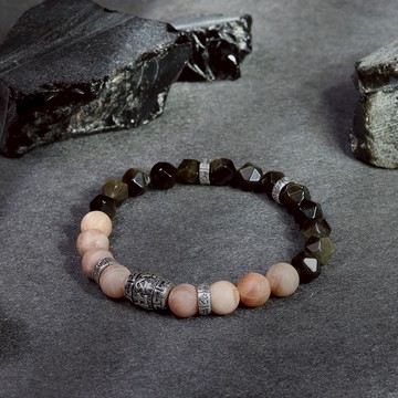 【月色真美】啟動 | 健康活力 x 健康紓壓 | 黑曜石地圖石手鍊 B35