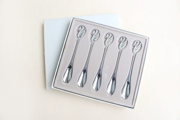 Vintage早期日本不鏽鋼天鵝餐具-小湯匙組(5入)