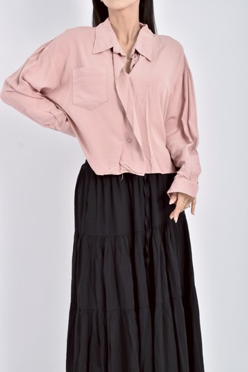 (XL) venir韓牌質感長袖排扣粉色襯衫上衣