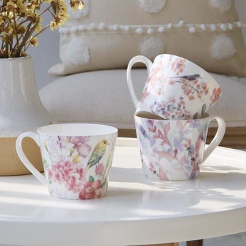 日系小清新陶瓷馬克杯高骨瓷花鳥花草茶杯下午茶水杯咖啡杯花瓣杯