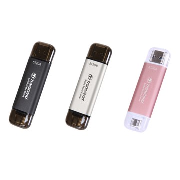 創見Transcend USB3.1/Type C 雙介面行動固態硬碟(ESD310) 512G-櫻花粉/極光銀/太空黑