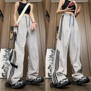 【台灣现貨】直筒工裝褲女 夏季長褲 女生褲子 工裝褲女 涼感長褲 休閒長褲 運動長褲 美式工裝褲 速乾運動褲 寬鬆長褲