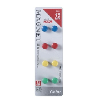 【COX 三燕】15mm 卡裝 彩色 磁鐵 10卡 / 盒  MG-15