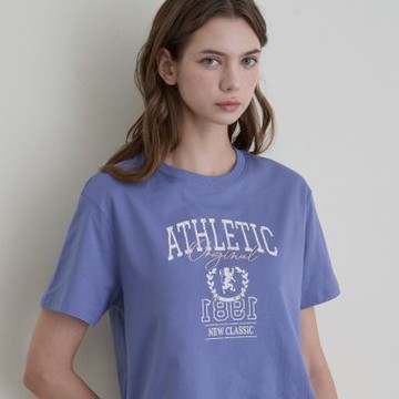 GIORDANO 女裝短袖印花上衣 New Preppy系列 - 38 絨紫