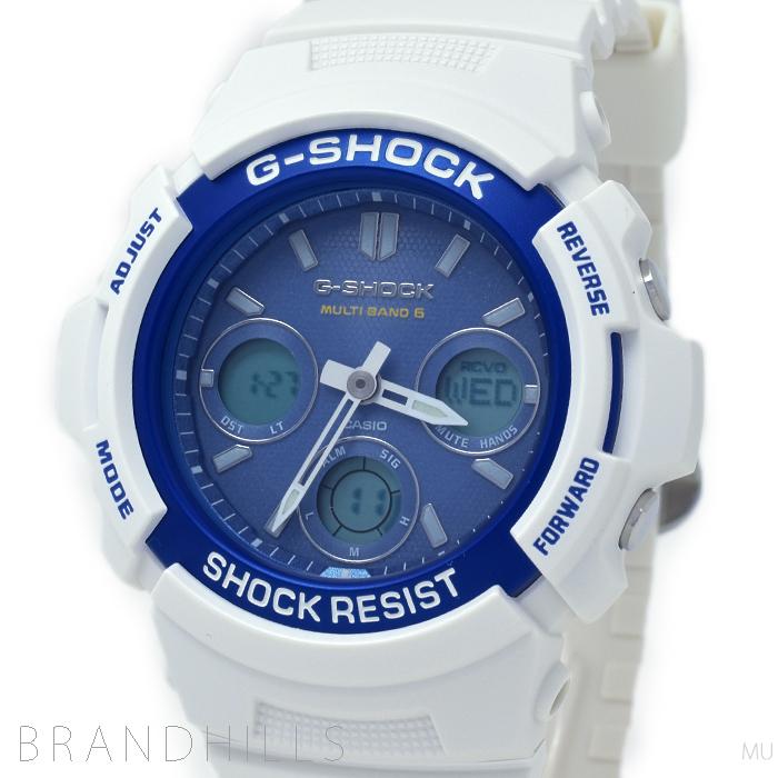 カシオ Gショック 腕時計 メンズ 電波ソーラー ラバー ホワイト ブルー文字盤 AWG-M100SWB G-SHOCK CASIO 美品 |  LINEショッピング