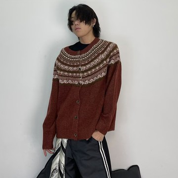 慵懶風高級感休閒百搭毛衣男春秋季復古寬鬆針織衫外套男