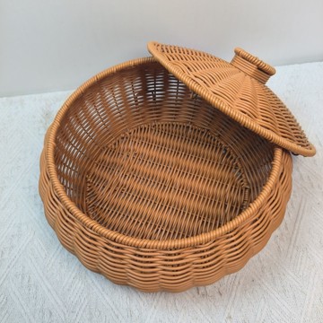 免運/快速出貨 雞蛋筐饅頭筐藤編收納帶蓋手工編織客廳水果圓形零食饅頭雞蛋家用