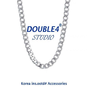 【DOUBLE4】 韓國 古巴 項鍊 INS 韓系 蹦迪 穿搭 男項鍊 小眾 鋼項鍊 男女 嘻哈  鈦鋼 醫療鋼 C10