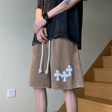 純棉短褲男夏季美式復古水洗重磅運動褲直筒寬松籃球褲休閑五分褲