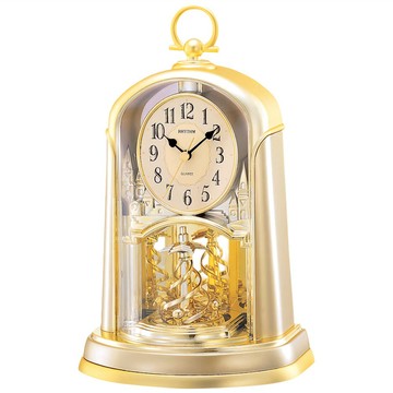 RHYTHM 日本麗聲時計 華麗聖誕樹鐘擺座鐘  金色