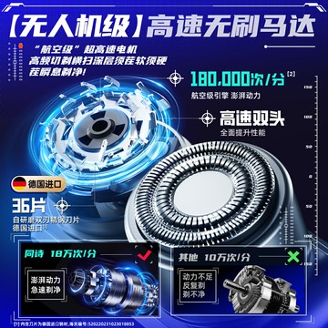 同詩艾齊雙頭無刷高速剃須刀合金機甲便攜男士電動刮鬍刀送男友