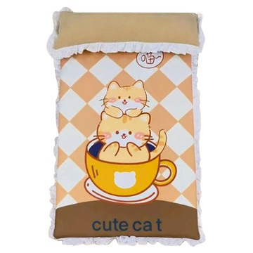 寵物夢工廠 日系寵物睡墊  橘色貓咪 橘色 + 白色  1個  S(60 x 40 x 9cm)