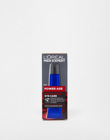 L'Oreal Men Expert Power Age Eye Cream, Hyaluronic Acid Eye Care for Ageing, Dry & Dull Skin 15ml-No colour