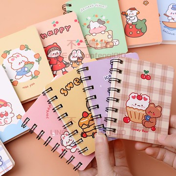 手賬本卡通小號線圈本子便攜式隨身可愛記事本文具空白筆記本【不二雜貨】