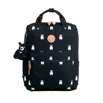 deya熊森林系刺繡帆布大後背包-黑色 516032