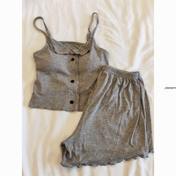 女套裝 多件套法式睡衣女春季性感吊帶兩件套帶胸墊吊帶睡衣夏天女純欲睡衣