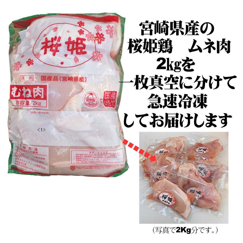 鶏肉 国産 桜姫鶏 のムネ肉 約8kg 小分け真空 送料無料 国産 銘柄鶏 宮崎県産 ビタミンＥが豊富でヘルシー