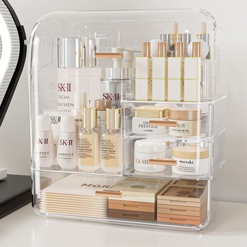 化妝品防塵收納盒面膜護膚品展示架衛生間香水化妝刷筒置物架多層 z8092