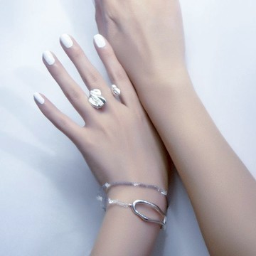 SLOW ROVER｜宇宙冰晶 冰晶波紋開口戒-純銀 - #11