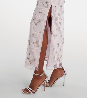 Rotate Floral embroidered halterneck midi dress