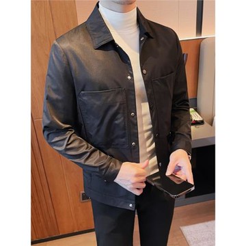 秋季夾克男薄款韓版痞帥休閑百搭翻領外套修身潮流夾克衫男裝上衣