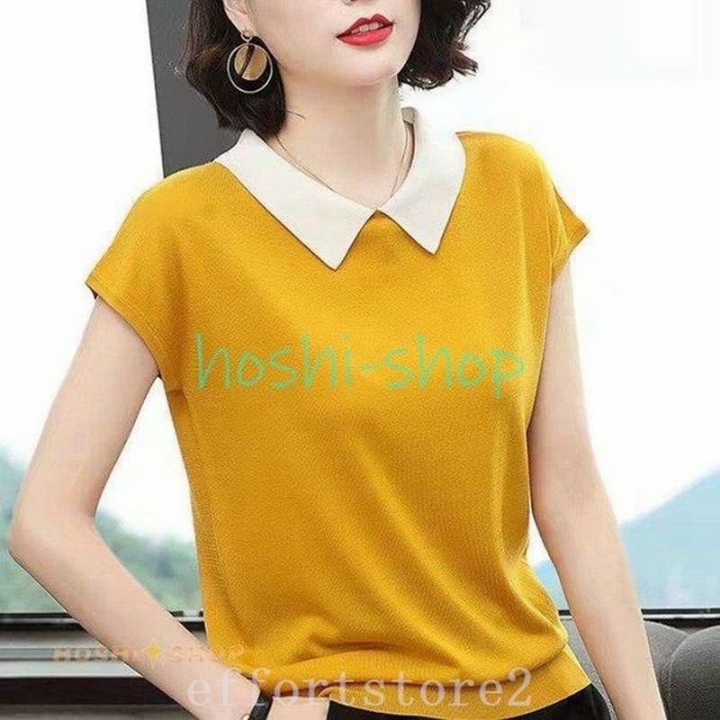 ニットレディース襟付き接触冷感前後リバーシブルフレンチスリーブ涼感白い襟韓国風トップス涼しいtシャツニットシャツコーデ 通販 Lineポイント最大0 5 Get Lineショッピング