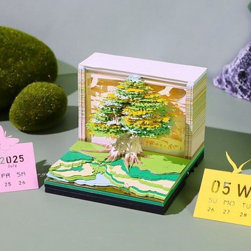 出清不補 掃貨趁現在 3D立體便簽 日曆 創意日曆 桌面擺件 3D日曆 立體日曆 新款 3D樹屋系列立體紙雕日曆創意禮物
