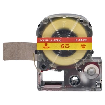 NEXTPAGE 台灣榮工 副廠標籤帶 EPSON 標籤機適用 LK-2YRN  黃底紅字  6mm