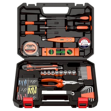 駿威 多功能家用工具39件套  一字起 + 十字起 + 捲尺 + 美工刀 + 零件盒 + 刀片 + 一字起子 + 套筒板手 + 電筆 + 電工膠布 + 水平尺 + 批頭 + 套筒 + 尖嘴鉗 + 內六角  1套