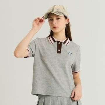 元動力 元小熊撞色配條POLO衫(灰；S-L)