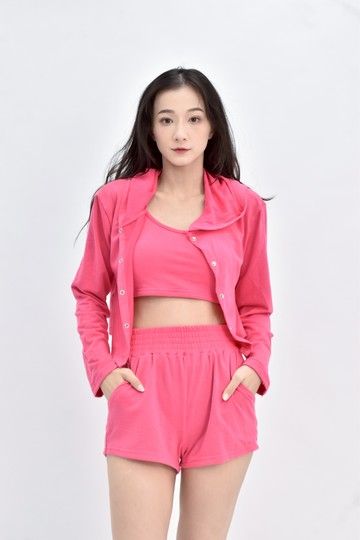 (S) 短版三件式粉色套裝