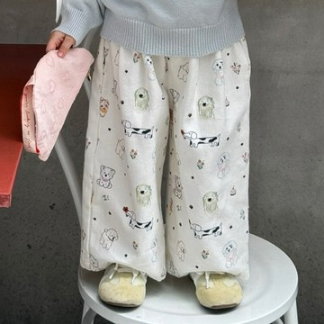 90-130 萌寵小狗印花休閒褲